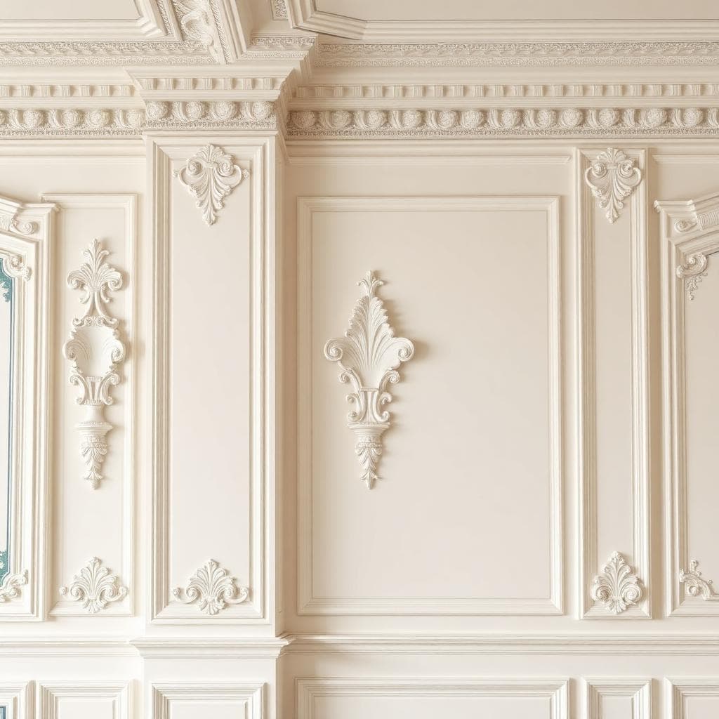 Moulures murales décoratives élégantes sur mur crème