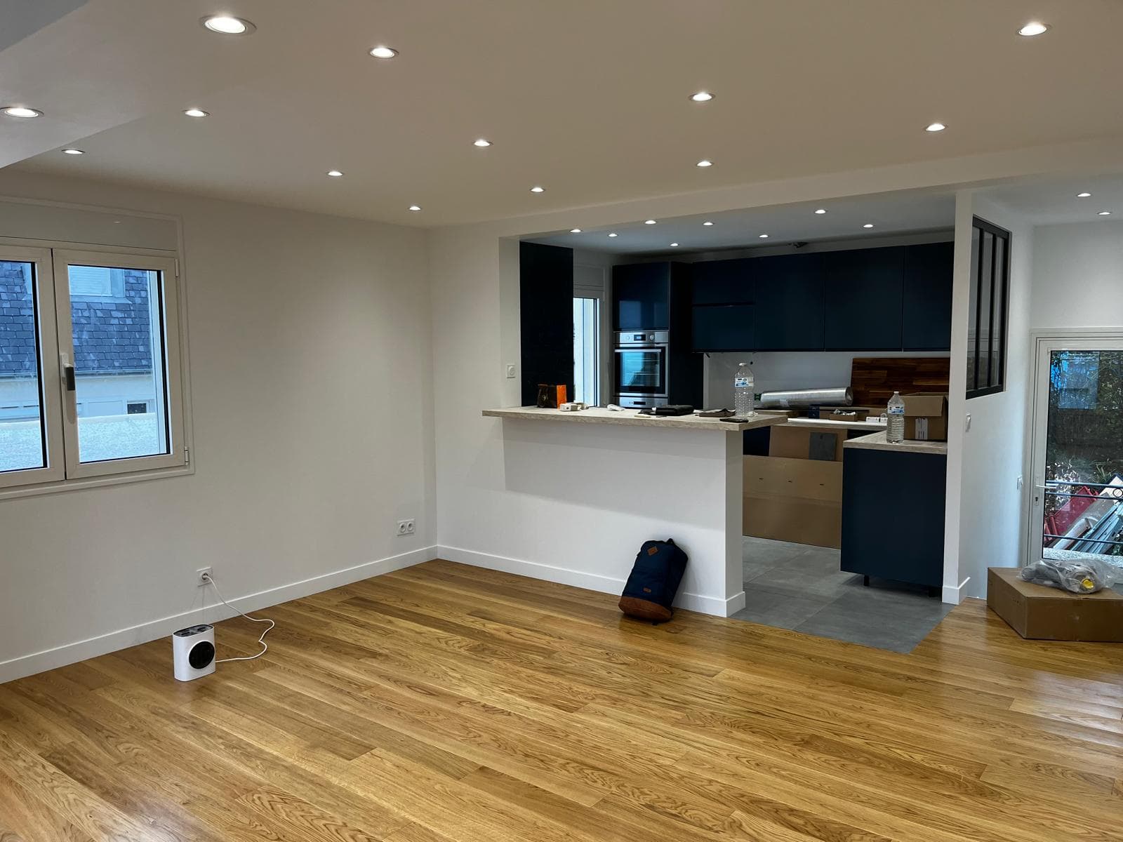 Aménagement séjour maison - Verrière intérieure maison