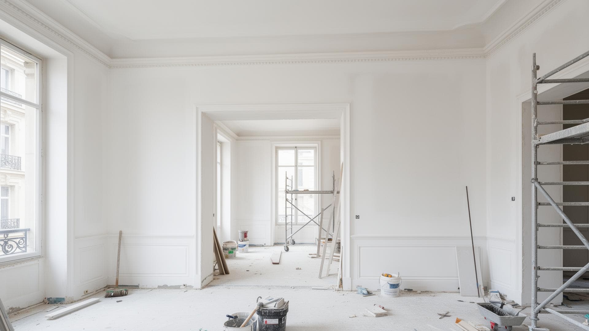 Maçonnerie intérieure haut de gamme - enduits et préparation des supports dans un appartement de luxe