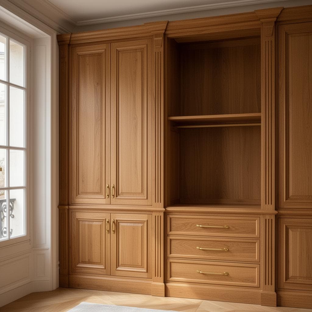 Agencement intérieur avec mobilier sur mesure et finitions haut de gamme