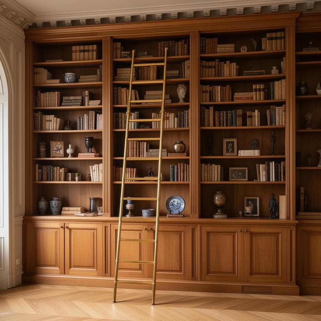 Bibliothèque sur mesure en bois massif avec étagères intégrées